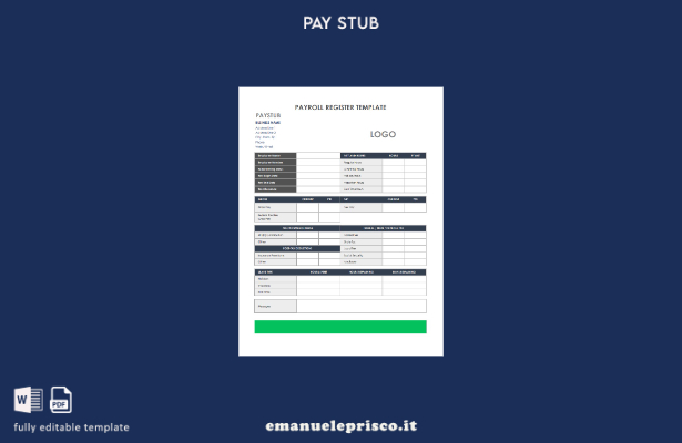 modello di registro dei salari in stile verificato